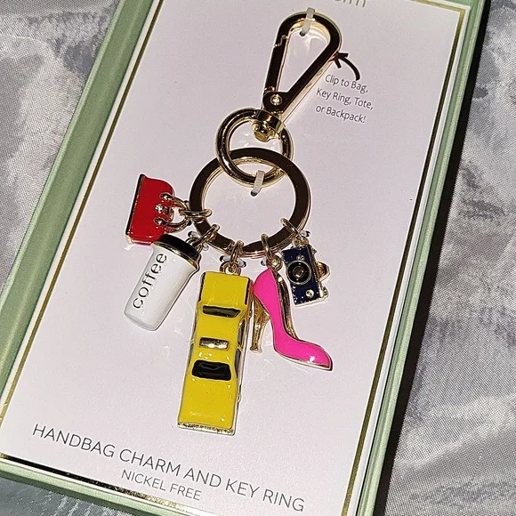 Taxi, Coffee, Camera, Satchel Stiletto Handbag Charm And Key Ring - Picture 4 of 4